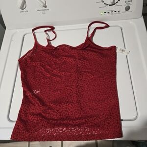 Elegant Red Lace Camisole Top
